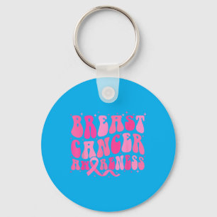 Groovy Breast Cancer Awareness Month Key Ring