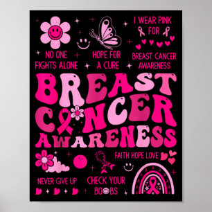 Groovy Breast Cancer Awareness Support Squad Women Poster
