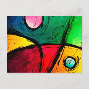 Groovy Bright Abstract Acrylic Art Postcard