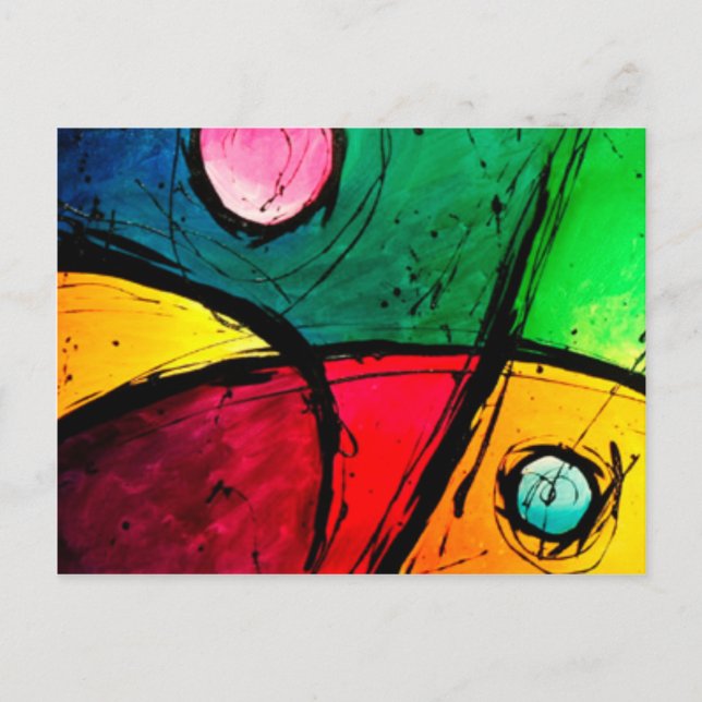 Groovy Bright Abstract Acrylic Art Postcard (Front)