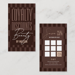 Groovy Brown Chequered Beauty Spa Hair Salon Loyalty Card