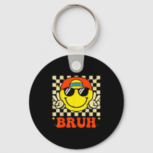 Groovy Bruh For Girls Kids Boys Smile Face  Key Ring