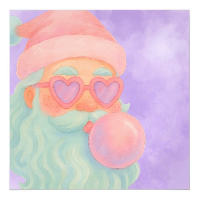 Groovy Bubblegum Santa Wall Art  (Front)