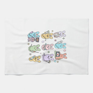 Groovy Bunnies Candy Ultrasound Tech Easter Sonogr Tea Towel