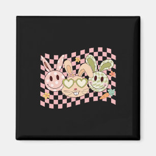 Groovy Bunny Smile Face Happy Easter Day Rabbit Hi Magnet