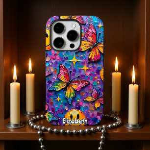Groovy Butterflies: Retro Happy Vibes iPhone 16 Pro Case