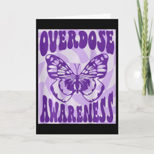 Groovy Butterfly Overdose Awareness Purple Ribbon Card