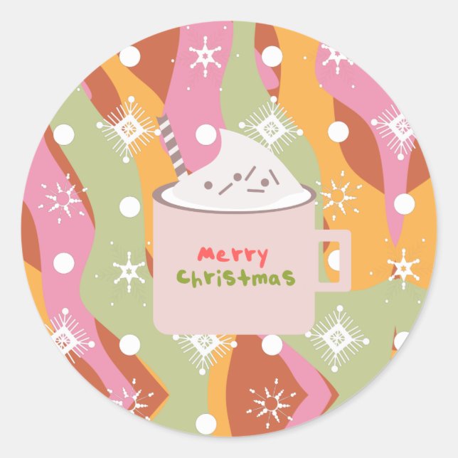 Groovy Campfire Mug Christmas  Classic Round Sticker (Front)
