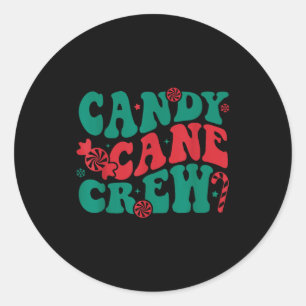 Groovy Candy Cane Crew Matching Family Group Squad Classic Round Sticker