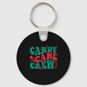 Groovy Candy Cane Crew Matching Family Group Squad Key Ring