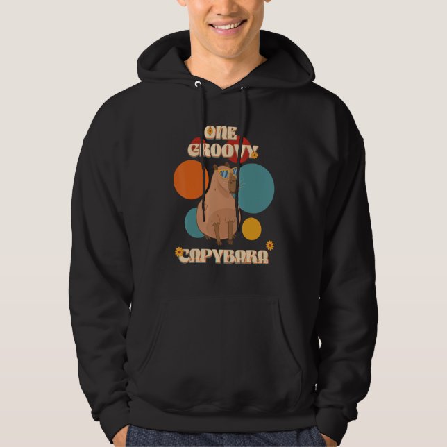 Groovy Capybara In Glasses 70th Style Capy Pet Rod Hoodie (Front)