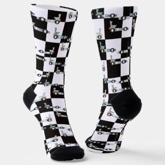 Groovy Car Racing Retro Race Pattern Socks