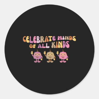 Groovy Celebrate Minds Of All Kind Pumpkin Sped Te Classic Round Sticker