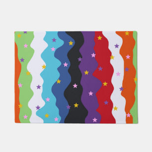 Groovy Celestial Stripe Bold Colourful Abstract Doormat