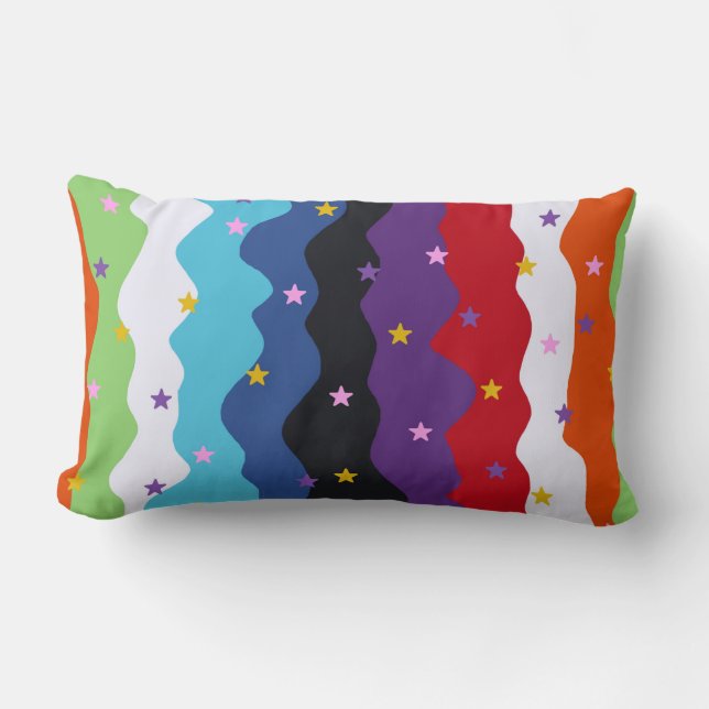 Groovy Celestial Stripe Bold Colourful Abstract  Lumbar Cushion (Front)