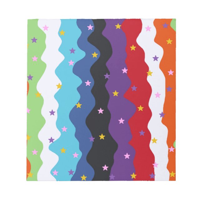 Groovy Celestial Stripe Bold Colourful Abstract Notepad (Front)