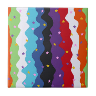 Groovy Celestial Stripe Bold Colourful Abstract  Tile