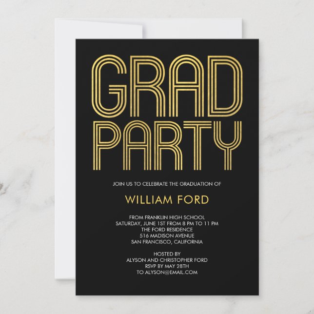 Groovy Charm EDITABLE COLOR Graduation Invitation (Front)