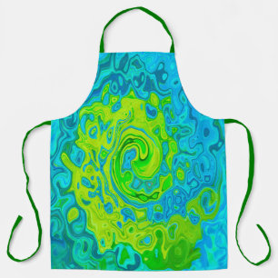 Groovy Chartreuse and Aquamarine Liquid Swirl Apron