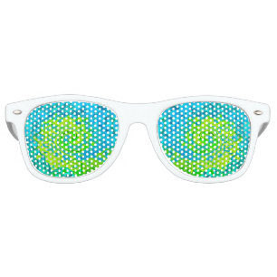 Groovy Chartreuse and Aquamarine Liquid Swirl Retro Sunglasses