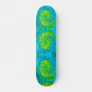 Groovy Chartreuse and Aquamarine Liquid Swirl Skateboard