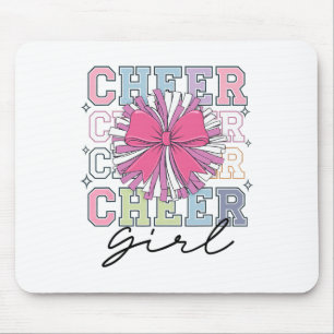 Groovy Cheer Girl Coquette Bow Girls Cheerleading Mouse Pad