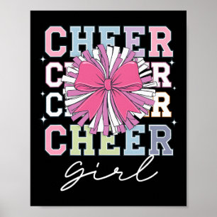 Groovy Cheer Girl Coquette Bow Girls Cheerleading Poster