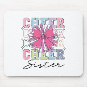 Groovy Cheer Sister Coquette Bow Cheerleading Chee Mouse Pad