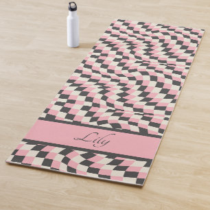 Groovy Chequerboard Pattern , Y2K 90s Yoga Mat