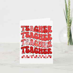Groovy Chequered Heart Teacher Valentines Day Mens Card