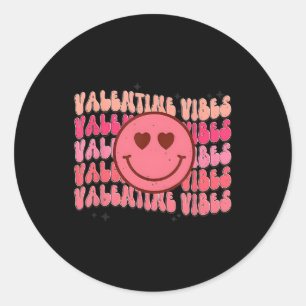 Groovy Chequered Valentine Vibes Valentines Day Gi Classic Round Sticker