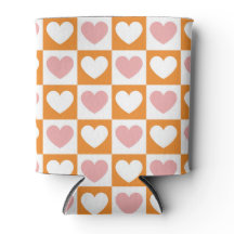 Groovy Chessboard Flower Heart Pink Orange Colour
