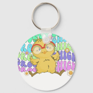 groovy chick (2), retro, vintage key ring