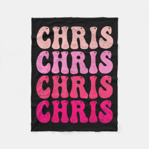 Groovy Chris First Name D I Love Chris Tees Meme  Fleece Blanket