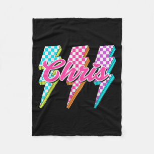 Groovy Chris Lightning Bolt Checkered I Love Meme  Fleece Blanket
