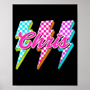 Groovy Chris Lightning Bolt Checkered I Love Meme  Poster
