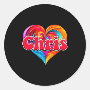 Groovy chris name i love chris 80's90's funny  classic round sticker