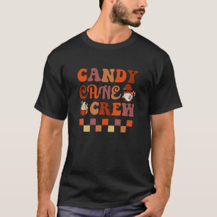 Groovy Christmas Candy Cane Crew With Gnome and Ca T-Shirt