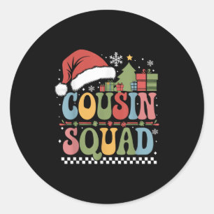 Groovy Christmas Cousin Squad Xmas Matching Boys G Classic Round Sticker