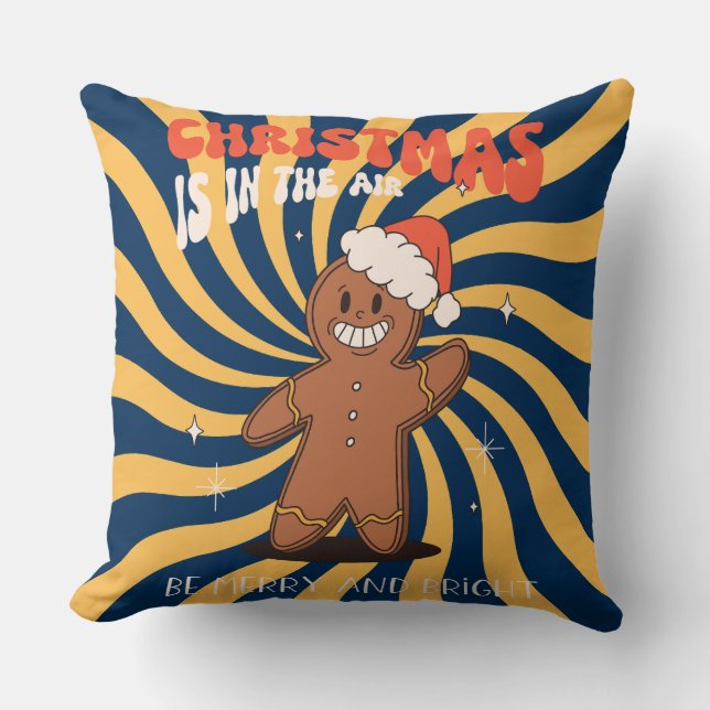 Groovy Christmas Day Throw Pillow (Front)