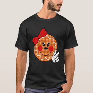 Groovy Christmas Gingerbread Face Team Santa Elf S T-Shirt
