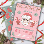 Groovy Christmas Hippie Santa Party Invitation<br><div class="desc">Get Groovy this Christmas with this cute Hippie Peace Signing Santa with sunglasses invitations. All wording can be changed! Funky colors of green, reds, tans and pinks. to make more changes go to Personalize this template. On the bottom you’ll see “Want to customize this design even further? Click on the...</div>