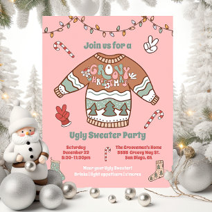 Groovy Christmas Hippie Ugly Sweater Party Invitation