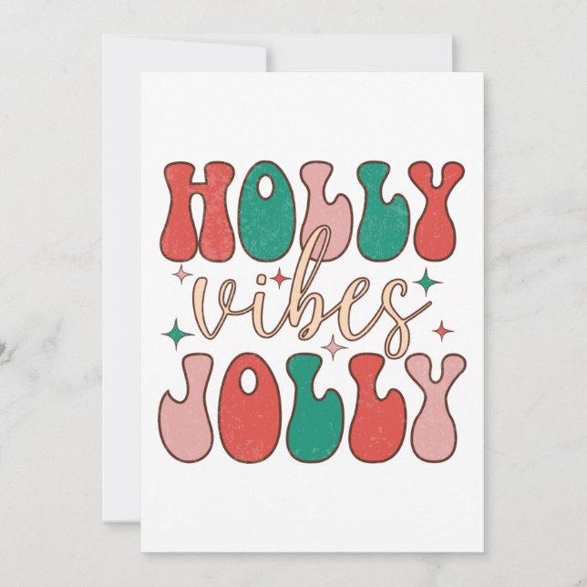 Groovy Christmas Holly Jolly Vibes Retro Happiness Invitation (Front)