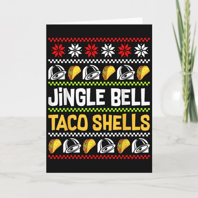 Groovy Christmas Jingle Bells Taco Shells Ugly Xma Card (Front)