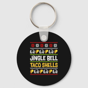 Groovy Christmas Jingle Bells Taco Shells Ugly Xma Key Ring