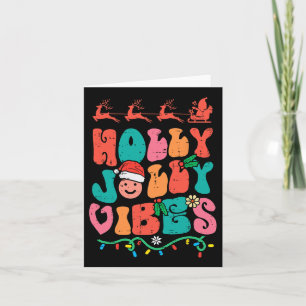 Groovy Christmas Jolly Holly Vibes Retro Xmas Men Card