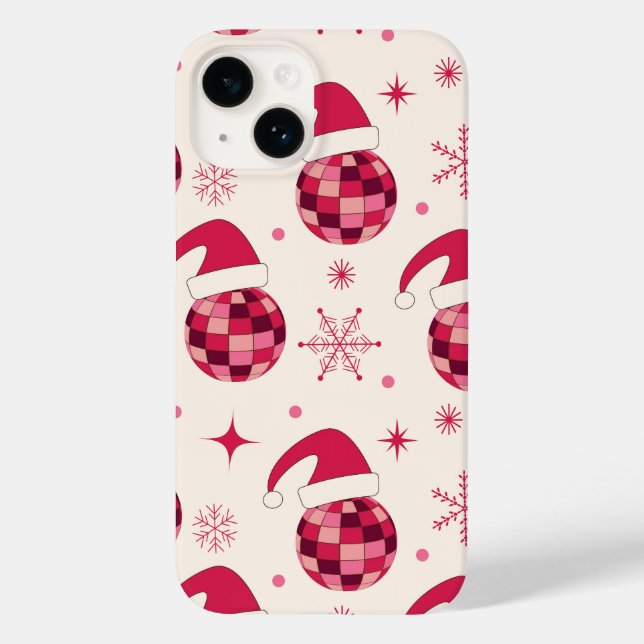 Groovy Christmas Santa Disco Balls Pattern  Case-Mate iPhone Case (Back)