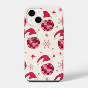 Groovy Christmas Santa Disco Balls Pattern iPhone 14 Case