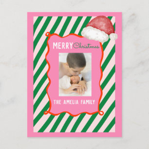 Groovy Christmas Santa Doodle Photo Holiday Postcard
